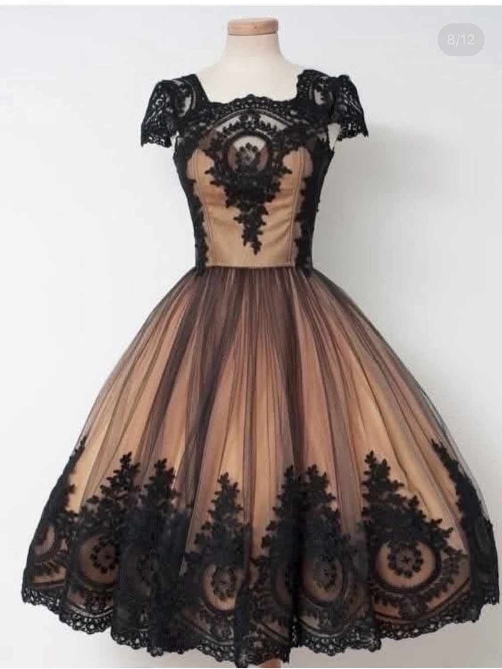 1950s Inspired Chotronette “Praline and Caramel” Midi Tulle Party Dress
